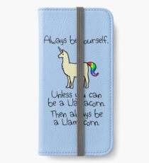 Sei immer du selbst, es sei denn du kannst ein Llamacorn sein iPhone Flip-Case/Hülle/Klebefolie