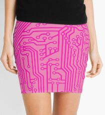 Geeky Pink Circuit Board Pattern Mini Skirt