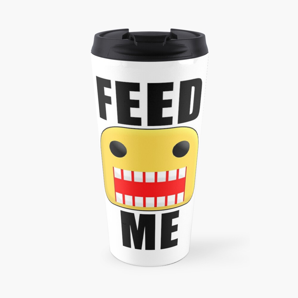 Roblox Feed Me Giant Noob Travel Mug By Jenr8d Designs Redbubble - roblox keep out noobs metal print by jenr8d designs redbubble