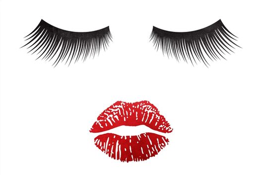 "Lashes and Lips - Watercolor Red Lips & Eyelashes Makeup Face" Canvas ...