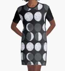Mondphasen-Diagramm - Dunkel T-Shirt Kleid