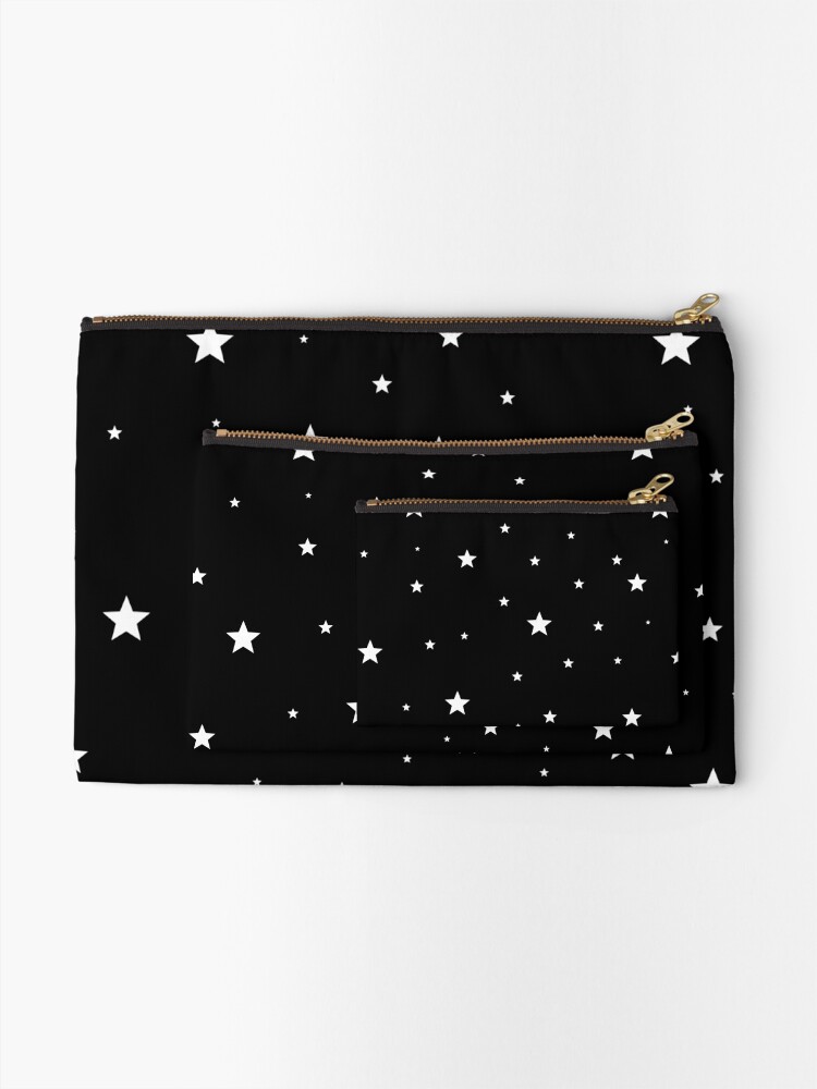 Alternate view of Scattered Stars - white on black Zipper Pouch
