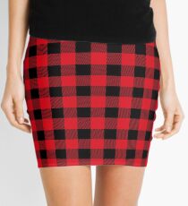 Red and Black Buffalo Plaid Pattern Mini Skirt