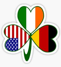 German Irish USA Flags Shamrock Sticker