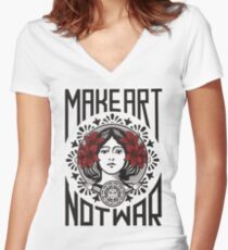 Make art not war Women's Fitted V-Neck T-Shirt