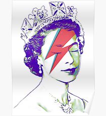 Queen Elizabeth Banksy Bowie Aladdin Sane Poster