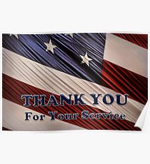 USA Military Veterans Patriotic Flag Thank You Poster