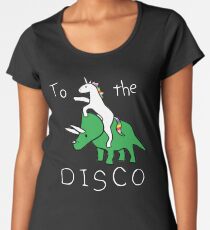 To The Disco (white text) Unicorn Riding Triceratops Women's Premium T-Shirt