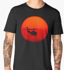 Vietnam Helicopter Sunset | Aircraft Art Men's Premium T-Shirt