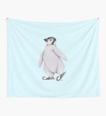 Skating Penguin - Ice Skating Penguin Wall Tapestry