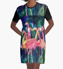 Flamingo Dance Graphic T-Shirt Dress