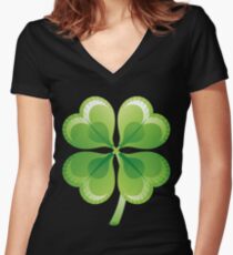 Shamrock - St Patricks Day Women's Fitted V-Neck T-Shirt