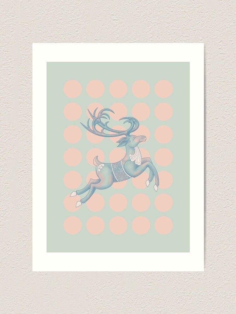 Alternate view of Flying Reindeer n' Dots Art Print