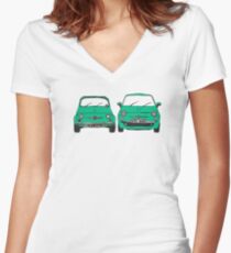 Fiat 500 old and new Women's Fitted V-Neck T-Shirt
