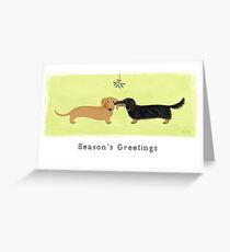 Dachshunds Mistletoe Kiss | Cute Wiener Dogs Christmas Holiday Greeting Card