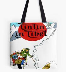 Bolsa de tela Tintín en el cartel de la cubierta de Tíbet