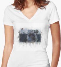 retro camera drawing - illustration / painting 1 Women's Fitted V-Neck T-Shirt
