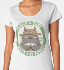 Camiseta premium de cuello ancho Salva el bosque