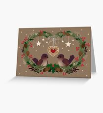 Two Birds on a Christmas Wreath Greeting Card