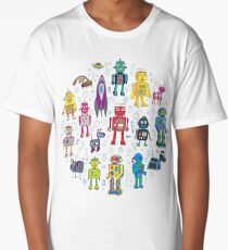 Robots in Space - grey - fun Robot pattern by Cecca Designs Long T-Shirt