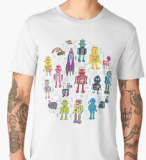 Robots in Space - grey - fun Robot pattern by Cecca Designs Men's Premium T-Shirt