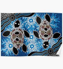 Aboriginal Art Authentic - Meeresschildkröten Poster