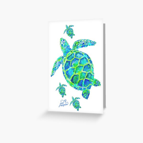 Sea Turtle with babies Greeting Card