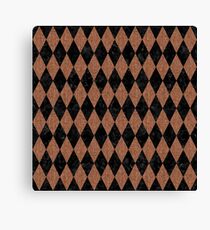 DIAMOND1 BLACK MARBLE & BROWN DENIM Canvas Print