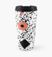 Terrazzo Stone, Stone Pattern, Memphis, Black and Orange Travel Mug