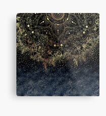 Stilvolles Goldblumenmandala und -Konfettis Metallbild
