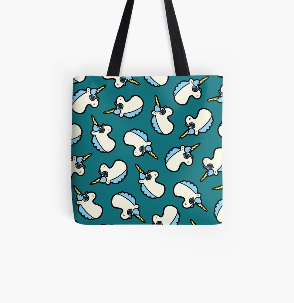 Unicorns Are Cool Pattern - Blue All Over Print Tote Bag