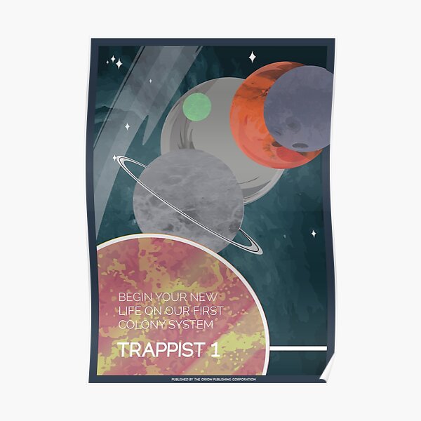Trappist 1 Colony Vintage Space Poster Poster