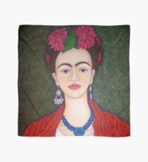 Frida portrait with dalias closer Scarf