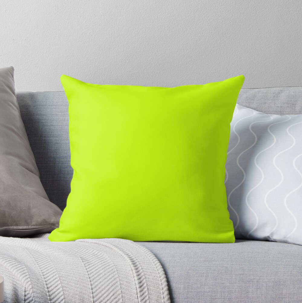 Electric Vibrant Lime Solid Color Throw Pillow By Garaga Redbubble