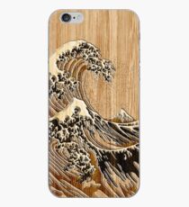 The Great Hokusai Wave in Bamboo Inlay Style iPhone Case