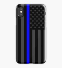 The Symbolic Thin Blue Line on American Flag iPhone Case/Skin