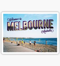 Melbourne Australia Vintage Postcard Sticker