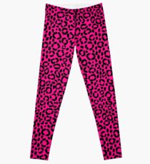 Legging Patrón de estampado de leopardo rosa y negro