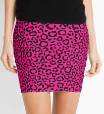 Pink and Black Leopard Print Pattern Mini Skirt