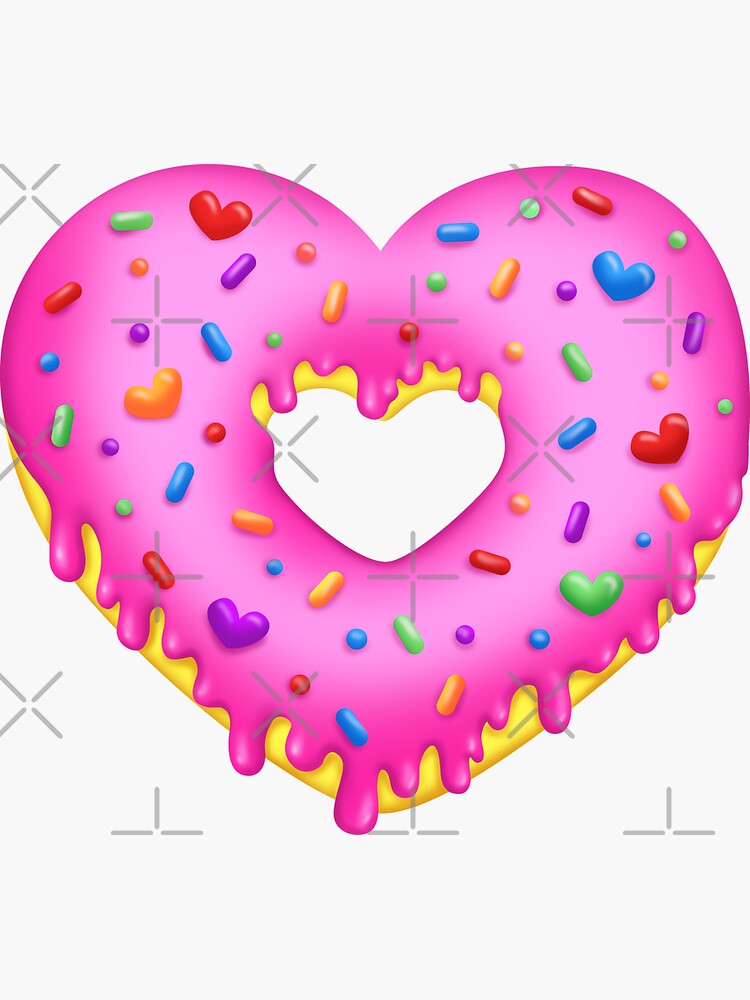 Sweet Pink Donut Heart With Rainbow Sprinkles Sticker By Artzeit Redbubble