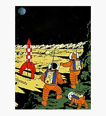 Tintin rocket moon tshirt Photographic Print