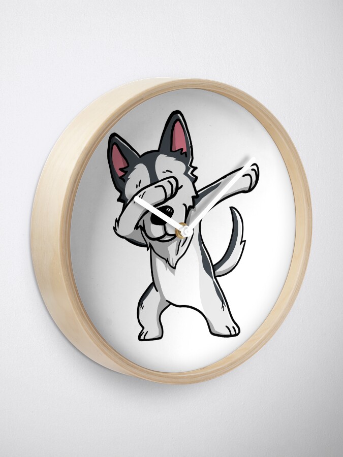 Alternate view of Dabbing Husky Funny Clock