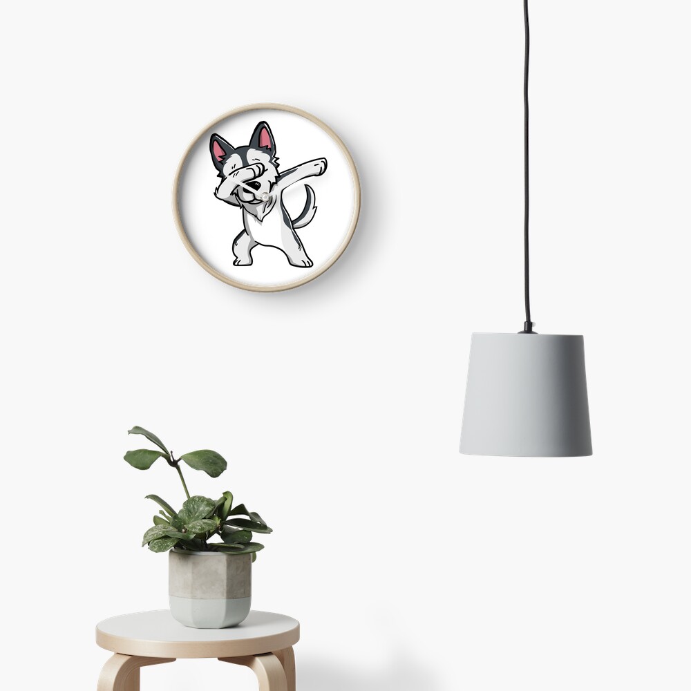 Dabbing Husky Funny Clock