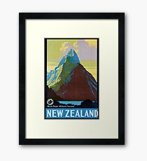 Vintage New Zealand Travel Poster Framed Print