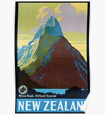 Vintage New Zealand Travel Poster Poster