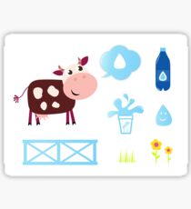 Cow design elements blue on white Sticker