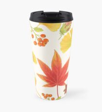 autumn leaves ginkgo ambertree on light background Travel Mug