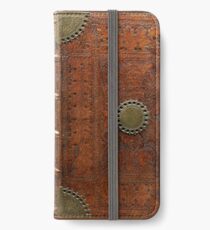 Alter Leder & Messing Buchumschlag, Nürnberg 1477 iPhone Flip-Case/Hülle/Skin