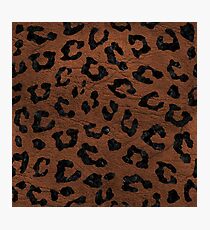 SKIN5 BLACK MARBLE & DULL BROWN LEATHER (R) Photographic Print