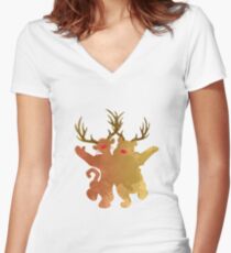 Christmas Friends Inspired Silhouette Women's Fitted V-Neck T-Shirt